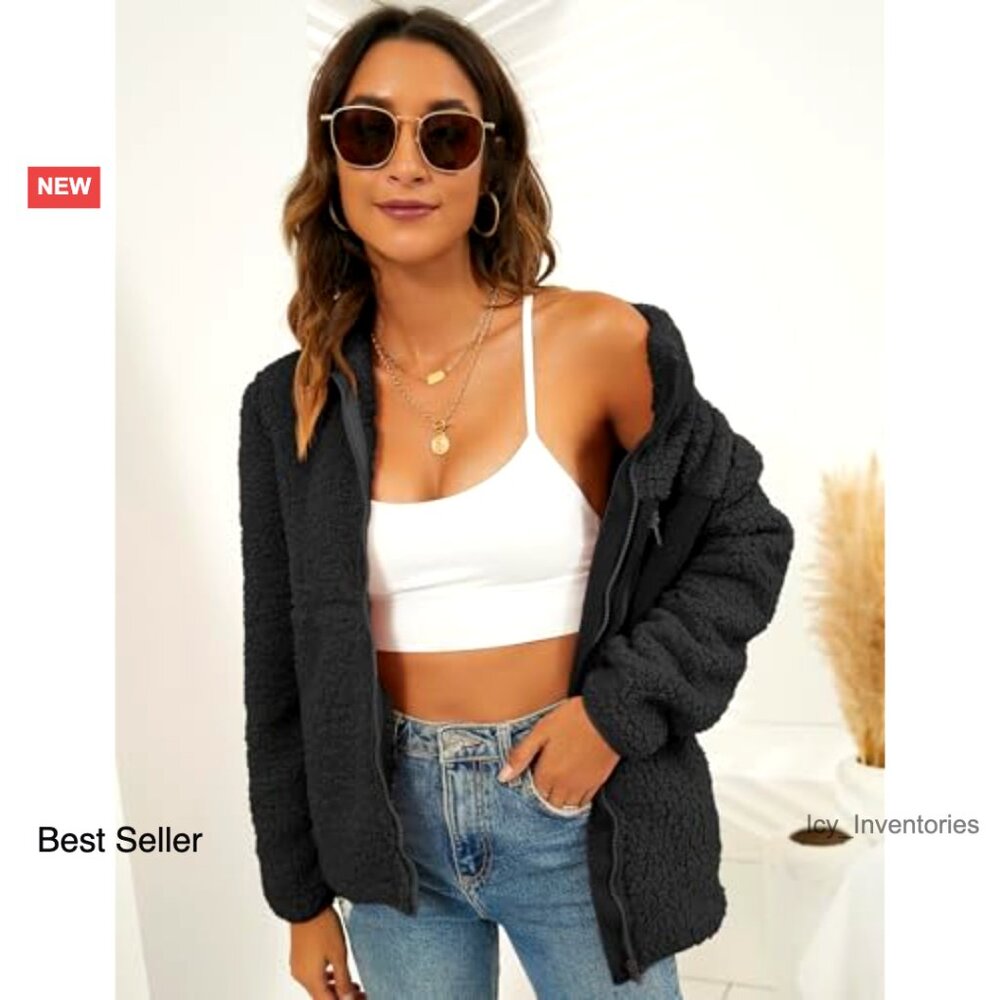 Faux Shearling Full Zip Patchwork Jacket Oversize… - image 5